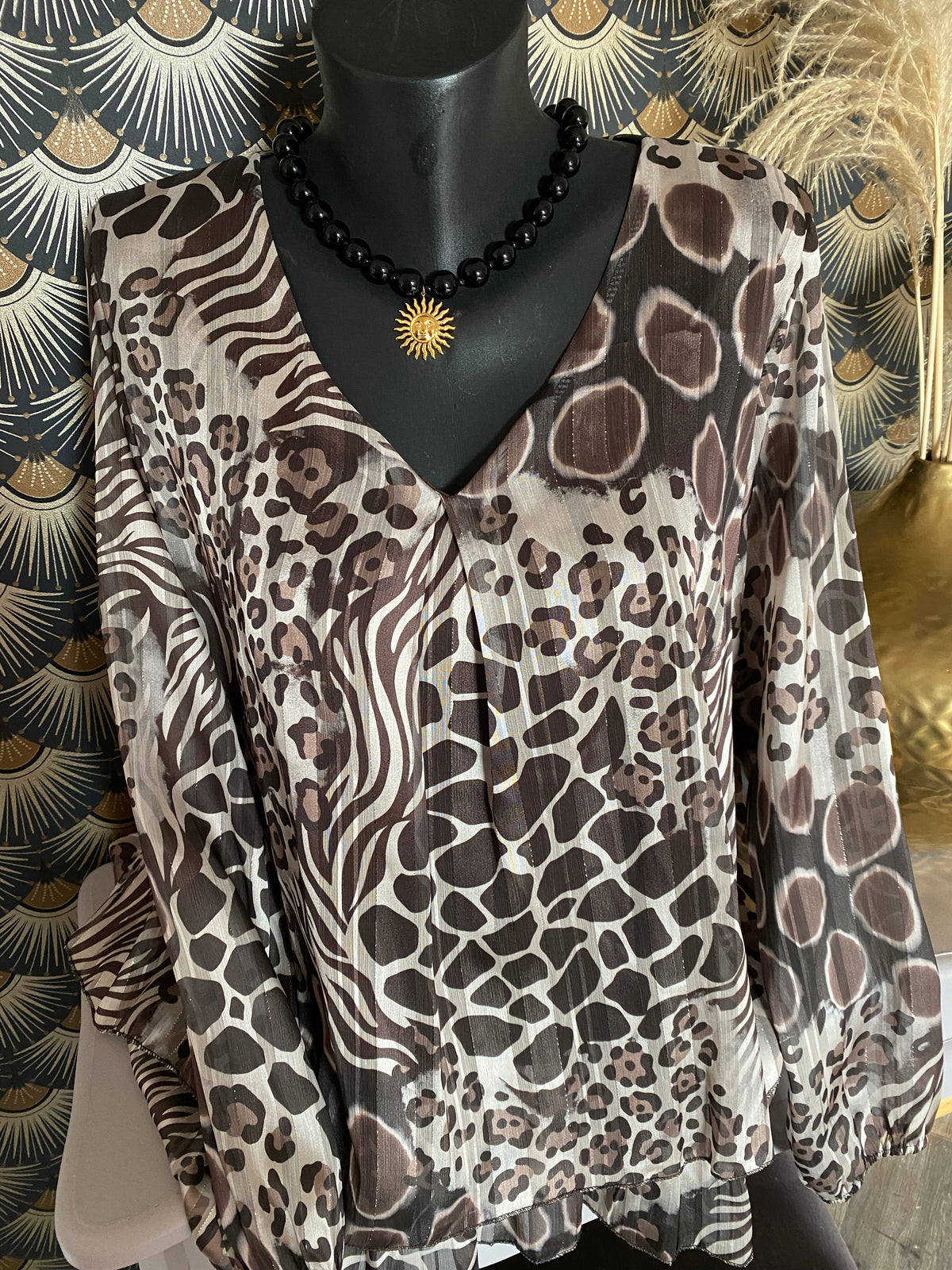 BLOUSE FLUIDE LEOPARD CHOCO TU 36/44