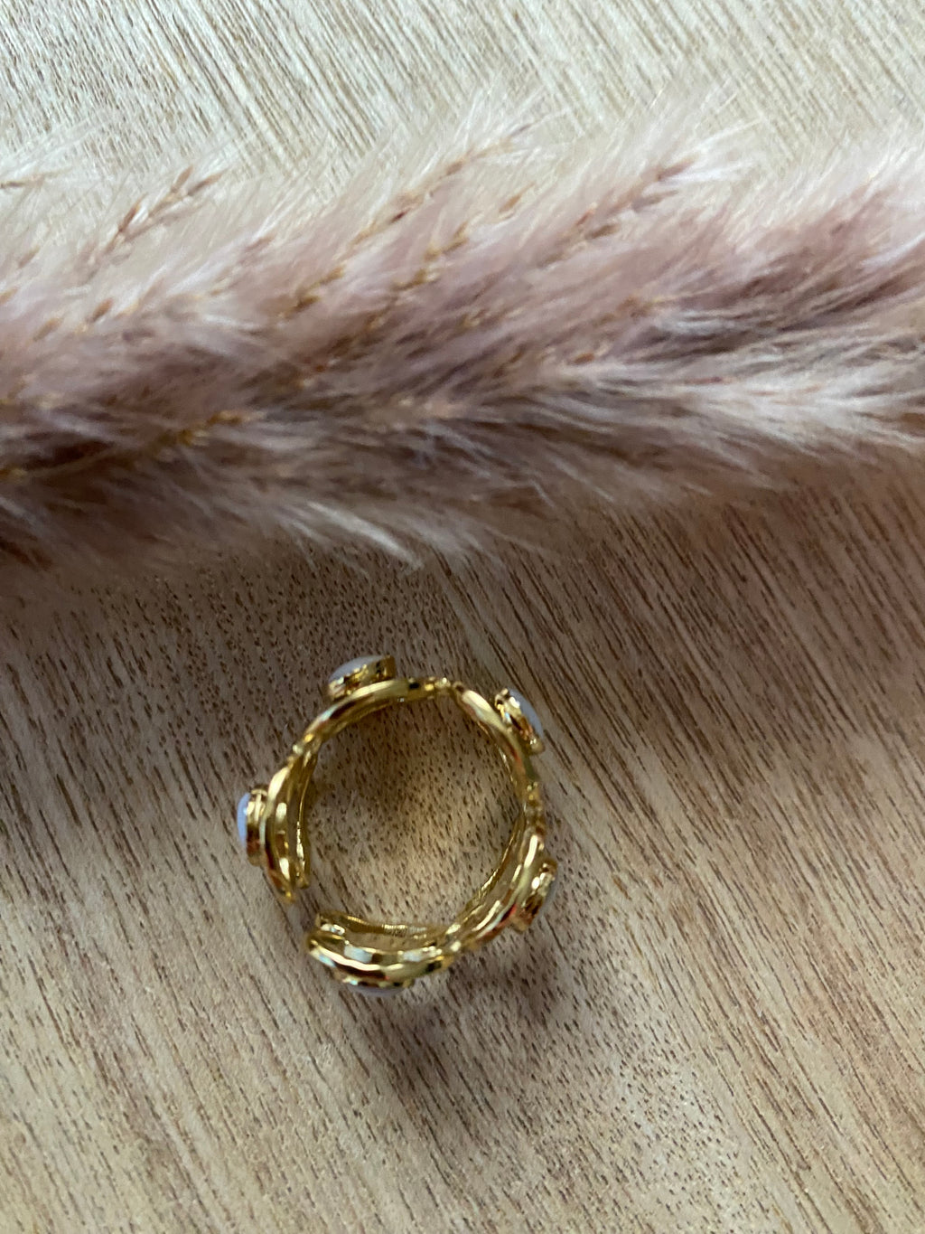 BAGUE FLEURS AVEC PIERRES NATURELLES  NACRE
