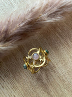 BAGUE FLEURS AVEC PIERRES NATURELLES  QUARTZ FRAISE