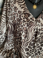 BLOUSE FLUIDE LEOPARD CHOCO TU 36/44
