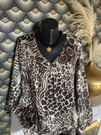 BLOUSE FLUIDE LEOPARD CHOCO TU 36/44