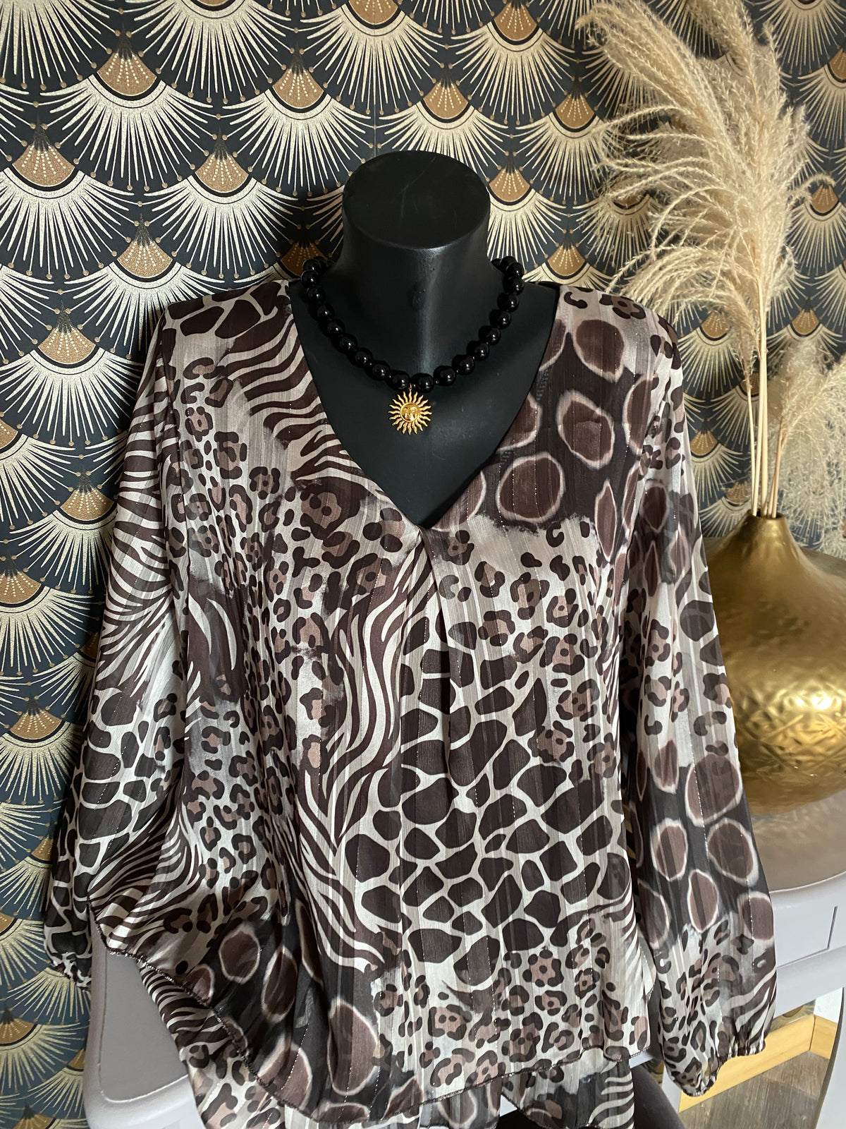 BLOUSE FLUIDE LEOPARD CHOCO TU 36/44