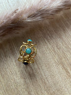 BAGUE FLEURS AVEC PIERRES NATURELLES  SODALITHE