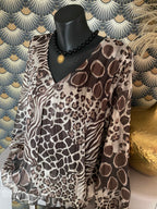 BLOUSE FLUIDE LEOPARD CHOCO TU 36/44