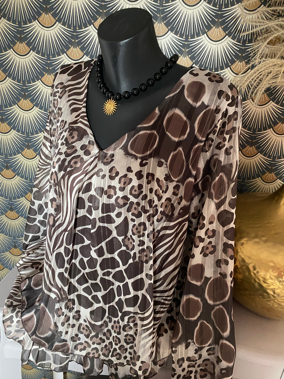 BLOUSE FLUIDE LEOPARD CHOCO TU 36/44