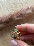 BAGUE FLEURS AVEC PIERRES NATURELLES  SODALITHE