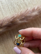 BAGUE FLEURS AVEC PIERRES NATURELLES  SODALITHE
