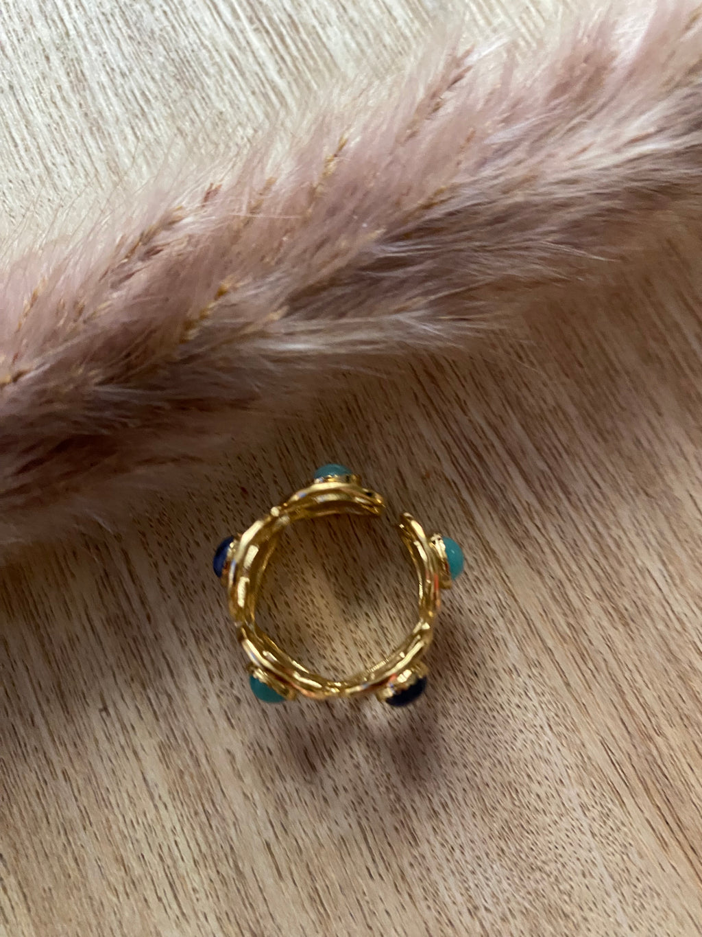 BAGUE FLEURS AVEC PIERRES NATURELLES  SODALITHE