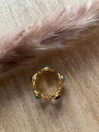 BAGUE FLEURS AVEC PIERRES NATURELLES  SODALITHE