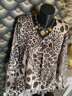 BLOUSE FLUIDE LEOPARD BEIGE TU 36/44