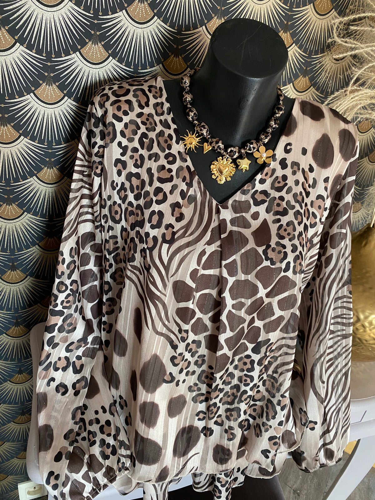 BLOUSE FLUIDE LEOPARD BEIGE TU 36/44