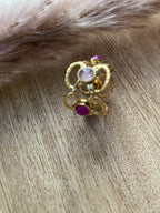 BAGUE FLEURS AVEC PIERRES NATURELLES  AMETHYSTE