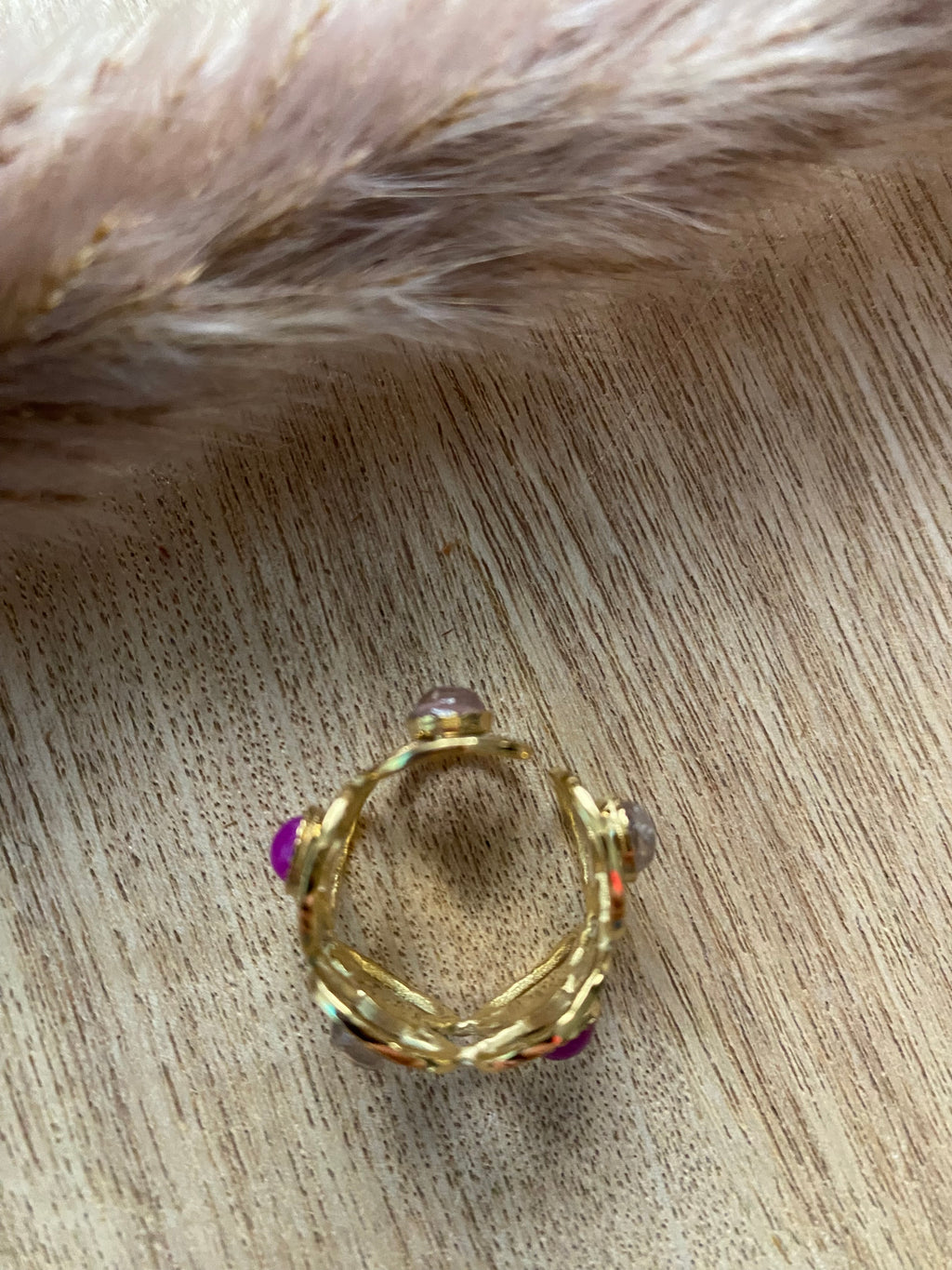 BAGUE FLEURS AVEC PIERRES NATURELLES  AMETHYSTE