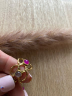 BAGUE FLEURS AVEC PIERRES NATURELLES  AMETHYSTE