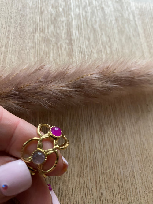 BAGUE FLEURS AVEC PIERRES NATURELLES  AMETHYSTE