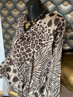 BLOUSE FLUIDE LEOPARD BEIGE TU 36/44