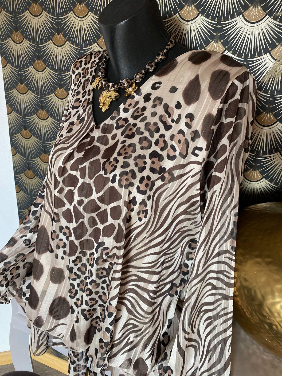 BLOUSE FLUIDE LEOPARD BEIGE TU 36/44
