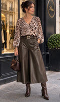 PANTACOURT  SIMILI CHOCO STYLE JUPE CULOTTE  TU 36/40 PETIT 42