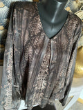BLOUSE FLUIDE PYTHON MARRON ET NOIRE  TU 36/44