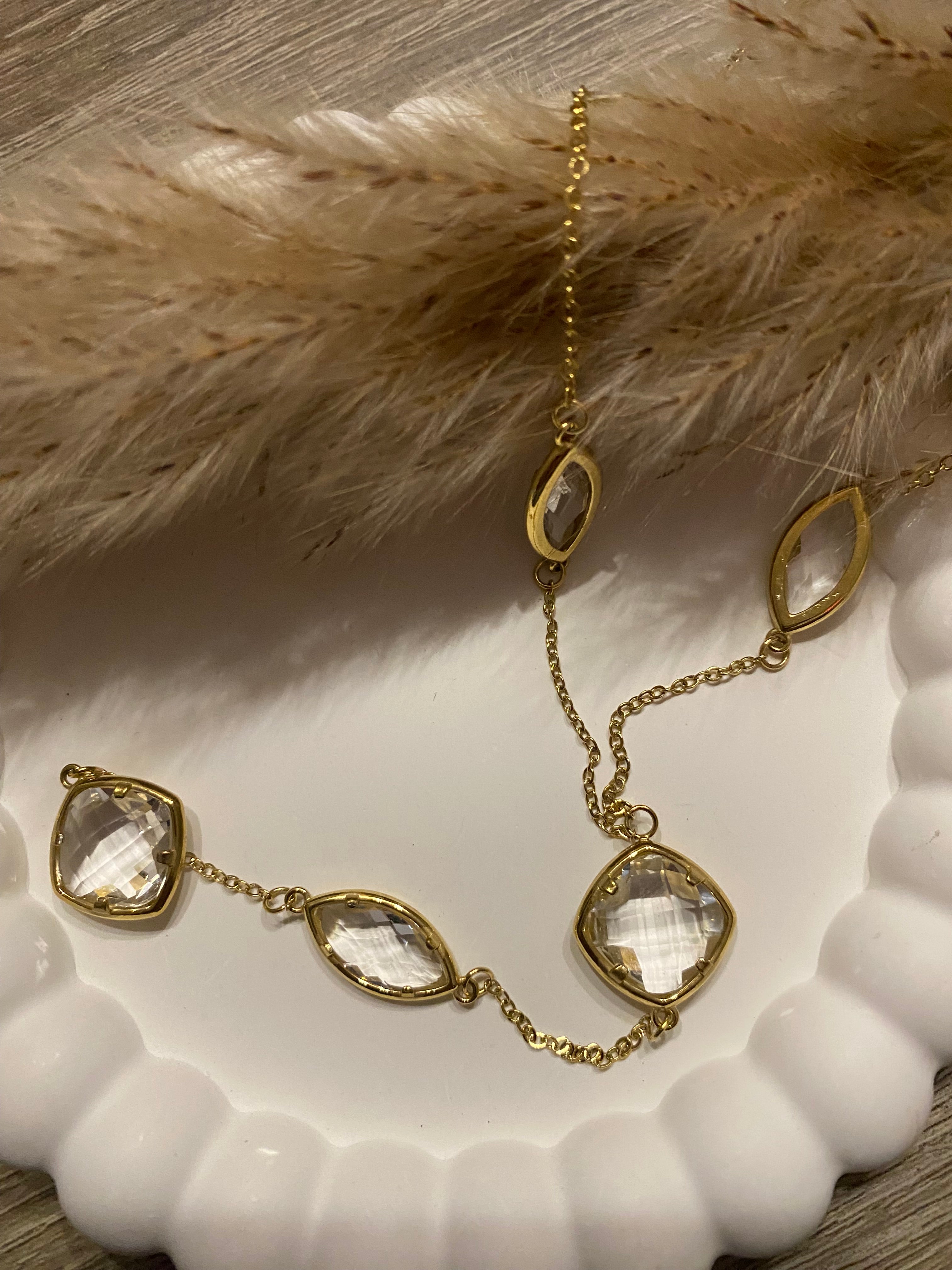 COLLIER CRISTAL  ACIER INOXYDABLE