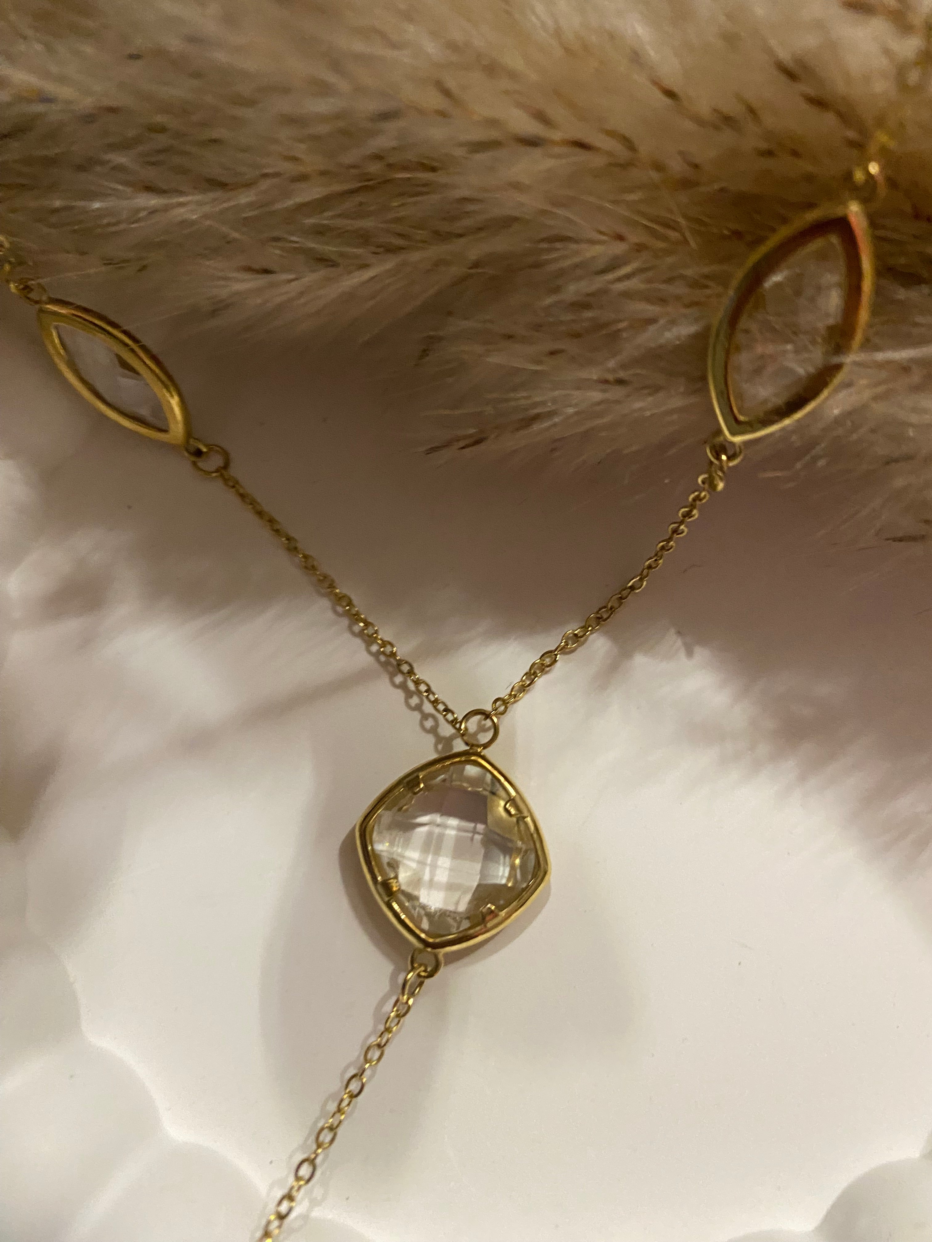 COLLIER CRISTAL  ACIER INOXYDABLE