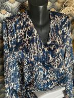 BLOUSE LEOPARD BLEU MARINE TU34/42