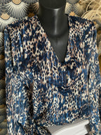 BLOUSE LEOPARD BLEU MARINE TU34/42