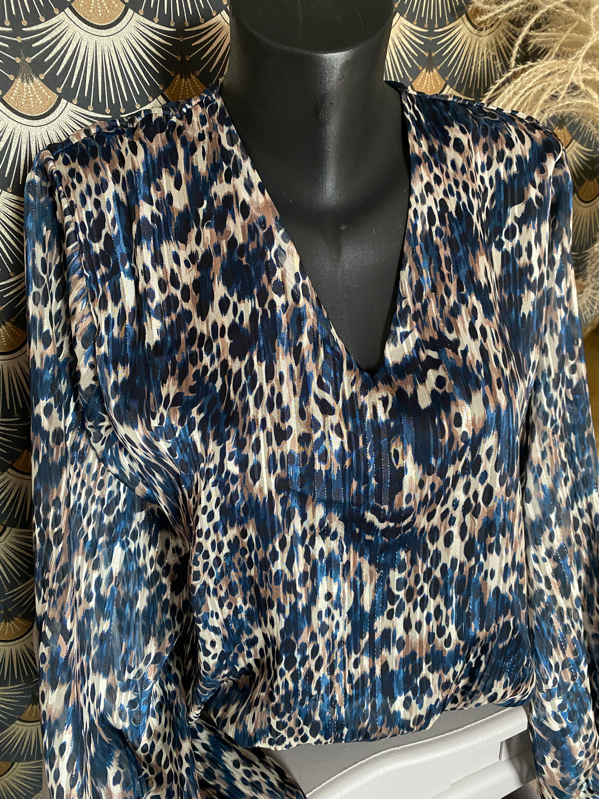 BLOUSE LEOPARD BLEU MARINE TU34/42
