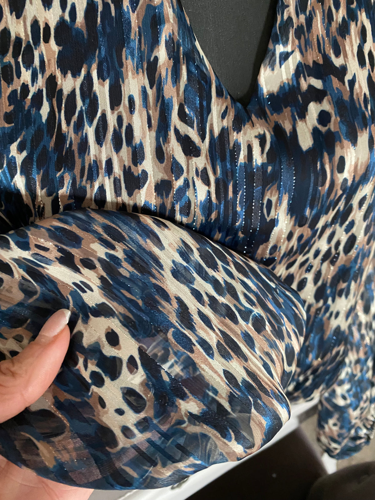 BLOUSE LEOPARD BLEU MARINE TU34/42