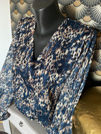 BLOUSE LEOPARD BLEU MARINE TU34/42