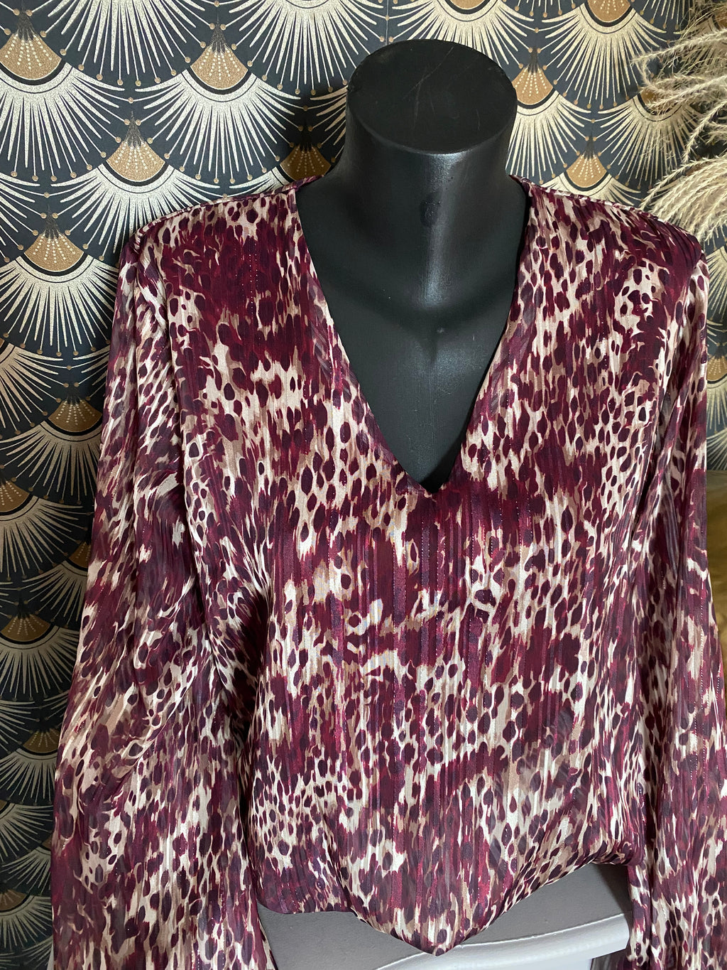 BLOUSE LEOPARD BORDEAUX  TU34/42