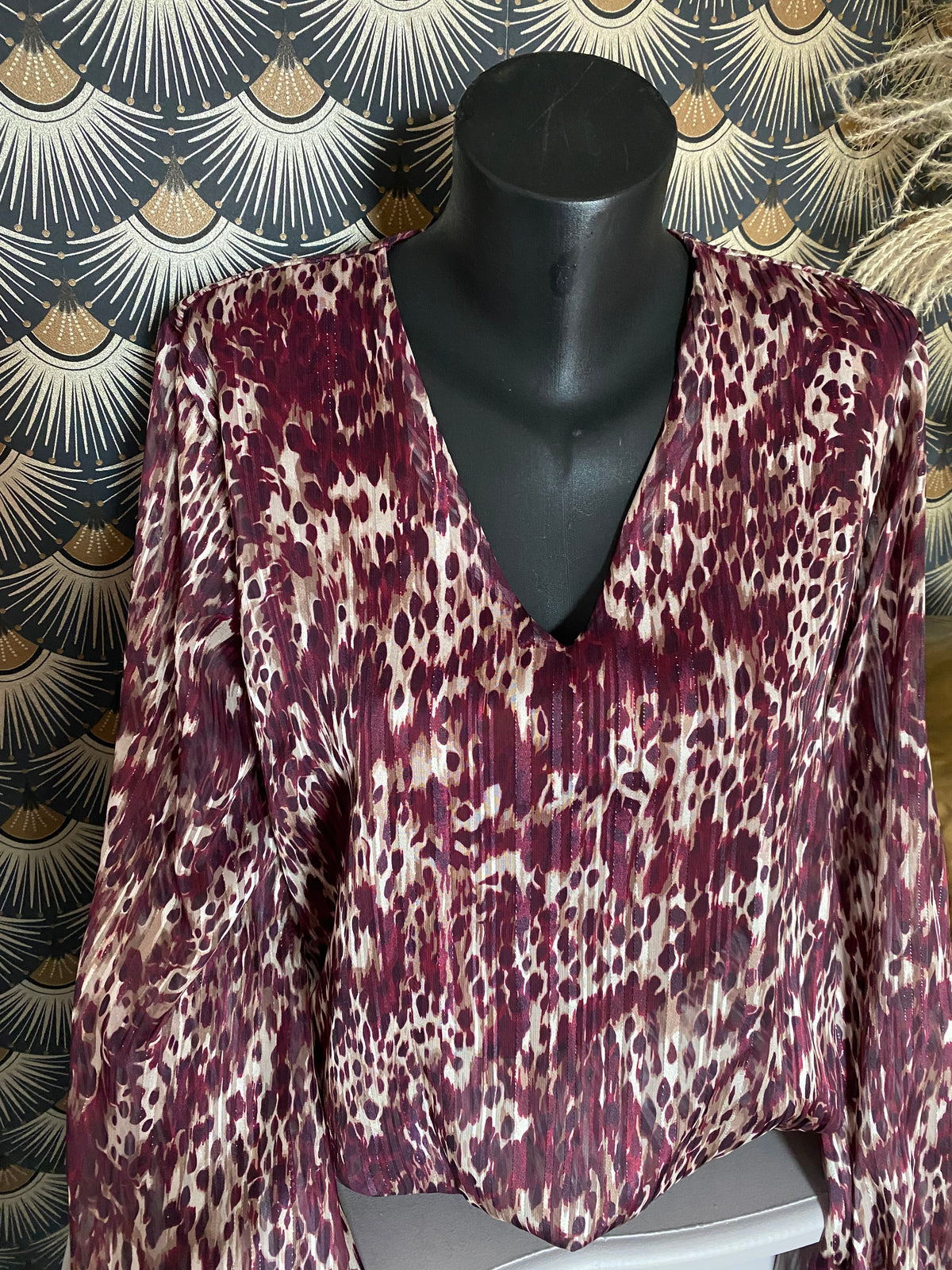 BLOUSE LEOPARD BORDEAUX  TU34/42