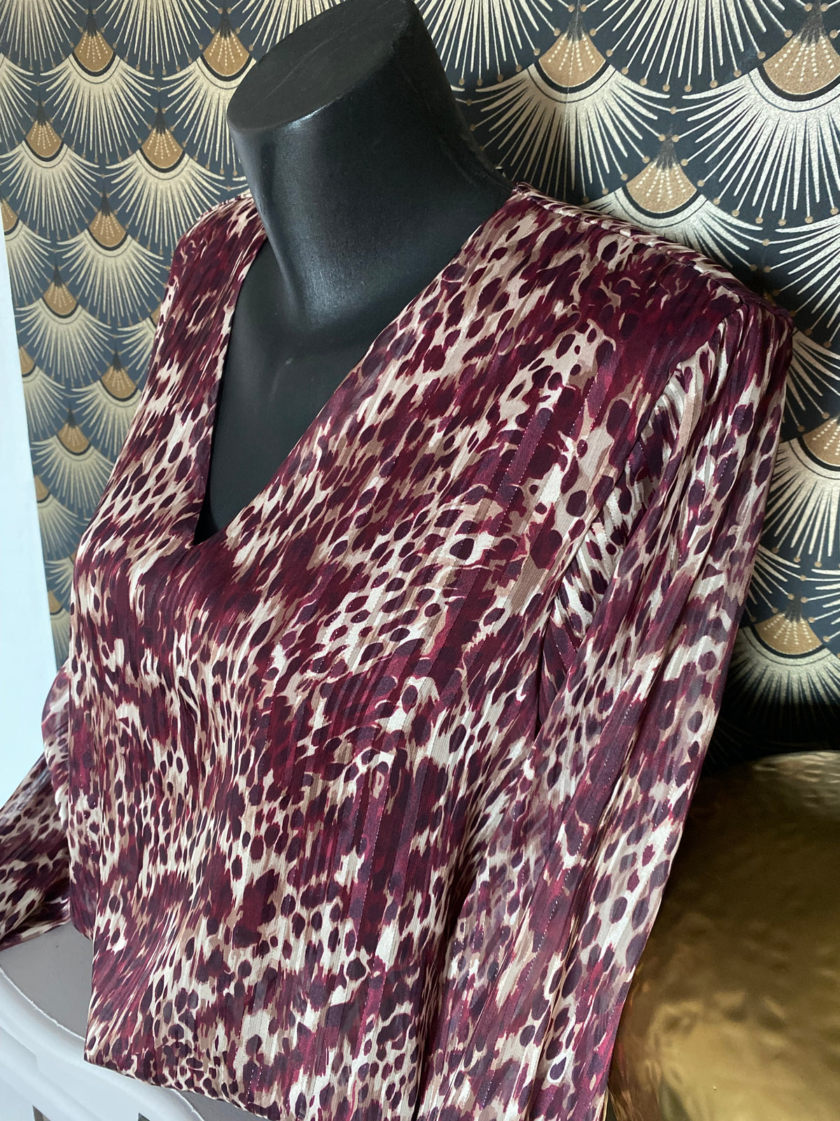 BLOUSE LEOPARD BORDEAUX  TU34/42