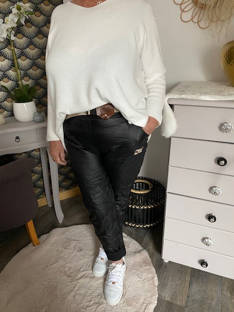 PANTALON HUILE NOIR   COLLECTION BELLE TAILLE  42/44