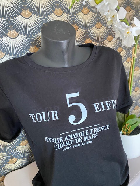 TEE SHIRT TOUR 5  36/42    NOIR