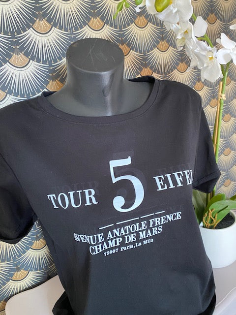 TEE SHIRT TOUR 5  36/42    NOIR