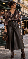 PANTACOURT  SIMILI NOIR STYLE JUPE CULOTTE  TU 36/40 PETIT 42