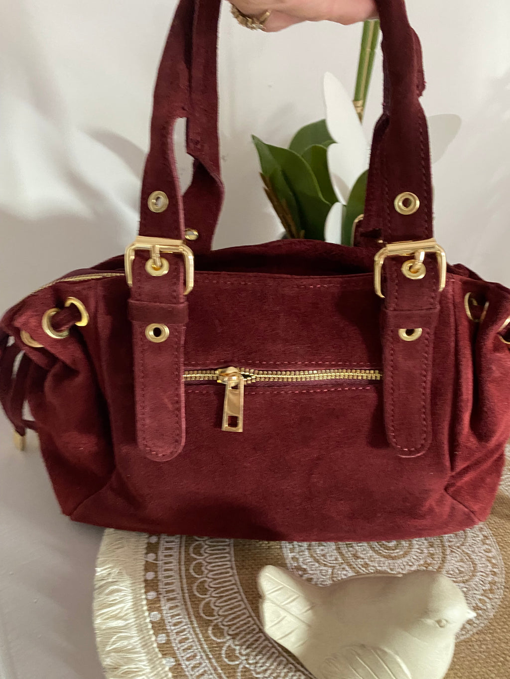 SAC A MAIN BORDEAUX  CUIR