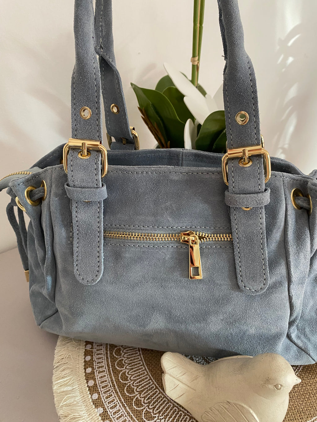 SAC A MAIN BLEU  CUIR