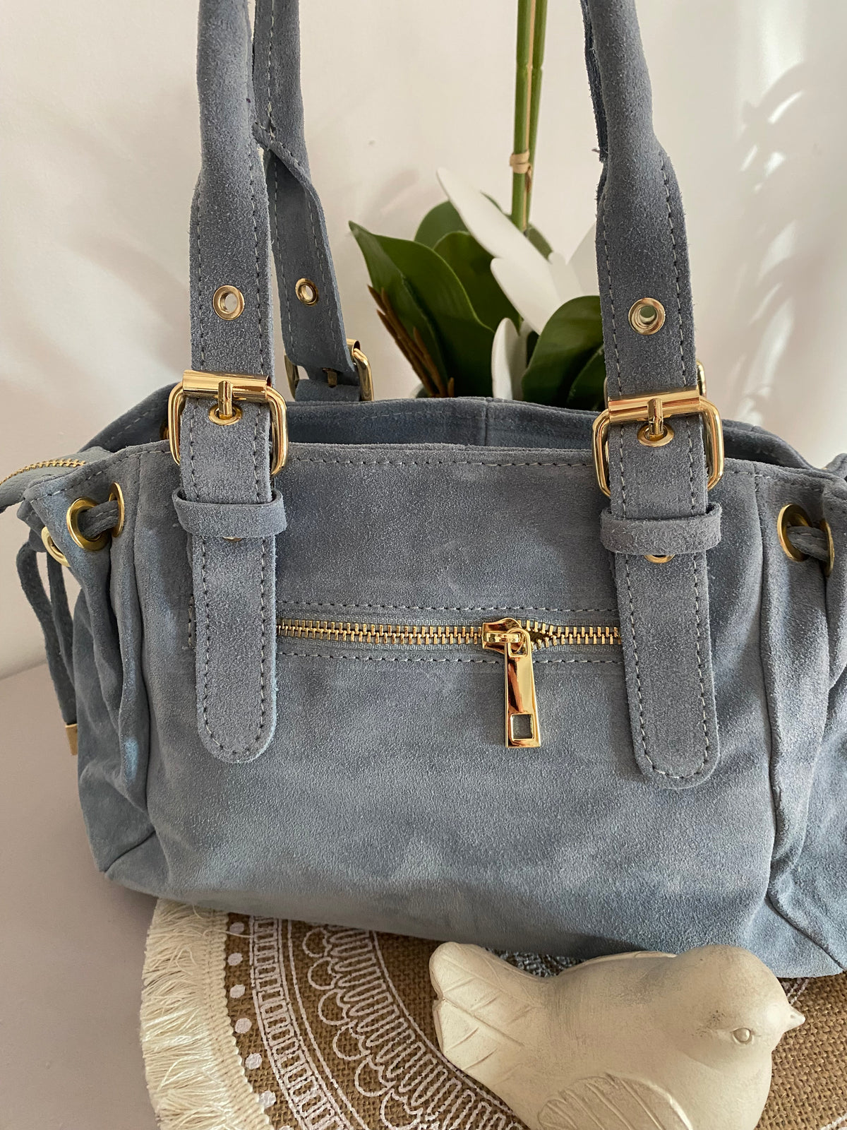 SAC A MAIN BLEU  CUIR