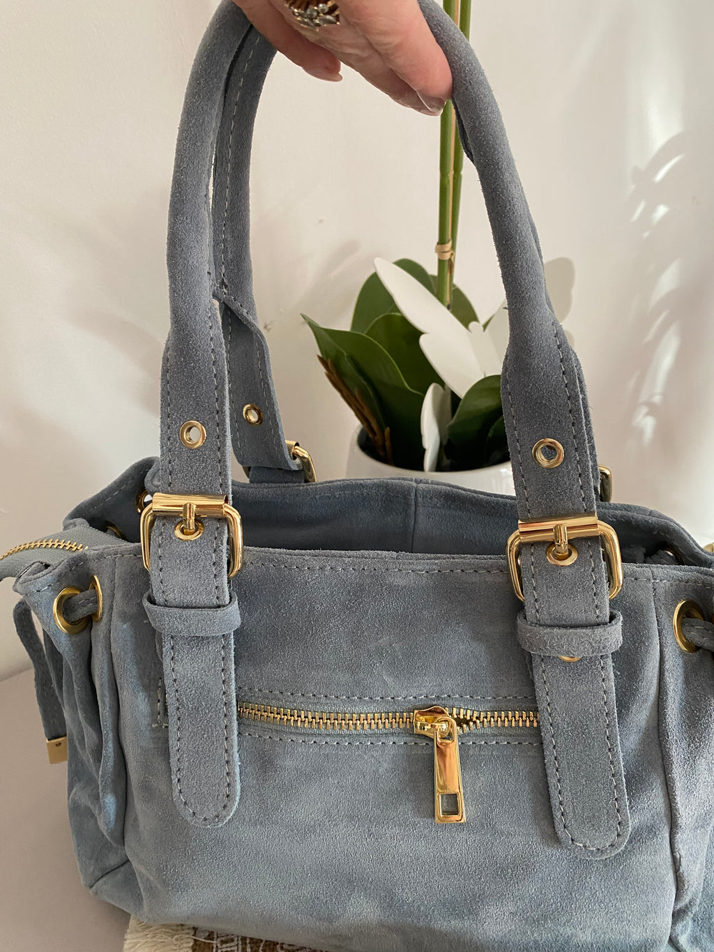 SAC A MAIN BLEU  CUIR