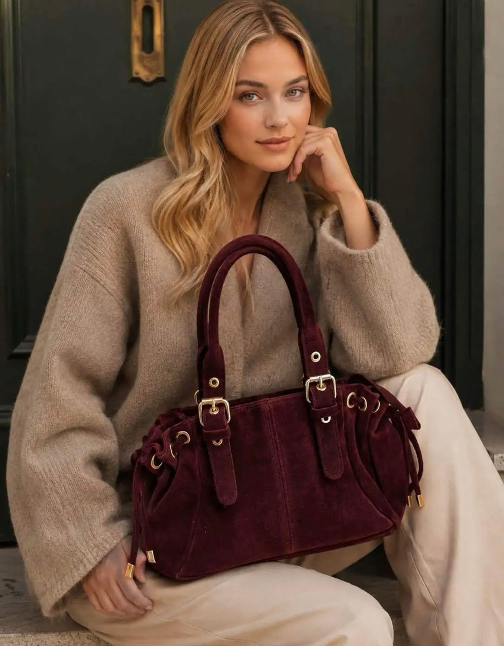 SAC A MAIN BORDEAUX  CUIR