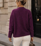 PULL ROMANCE PRUNE  TU 36/42 PETIT 44  DENTELLE ET BOUTONS