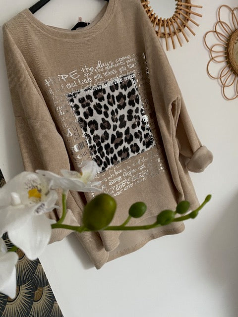 HAUT VELOUR BEIGE   COLLECTION BELLE TAILLE   44/48  petit 50