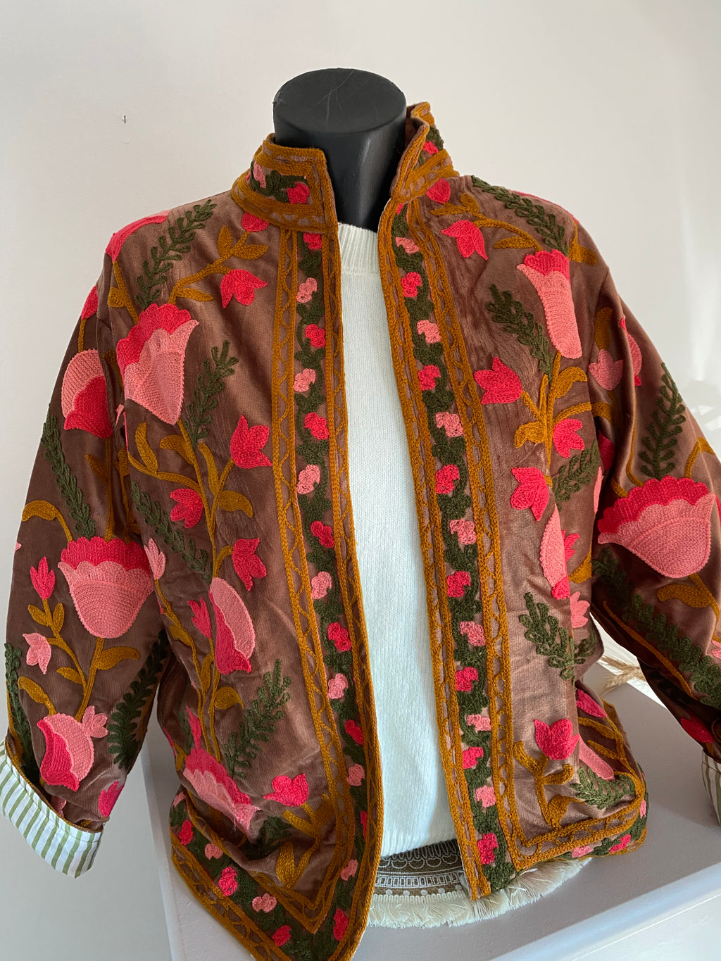 VESTE VELOURS BRODEE  CHOCO   TU 36/42
