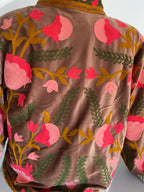 VESTE VELOURS BRODEE  CHOCO   TU 36/42