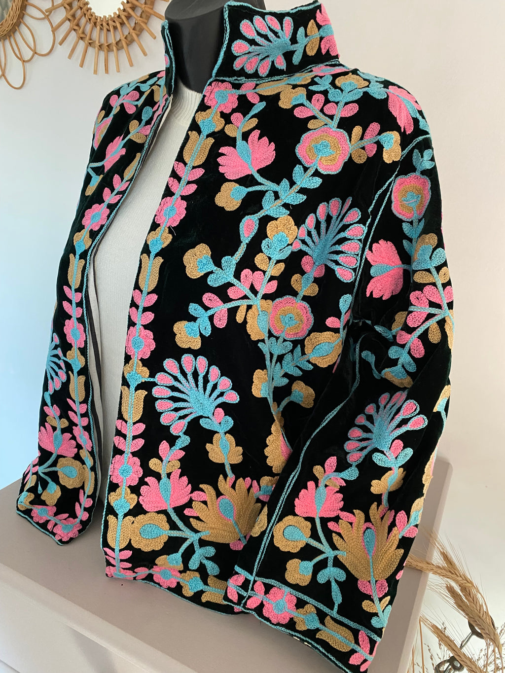 VESTE VELOURS BRODEE NOIRE   TU 36/42