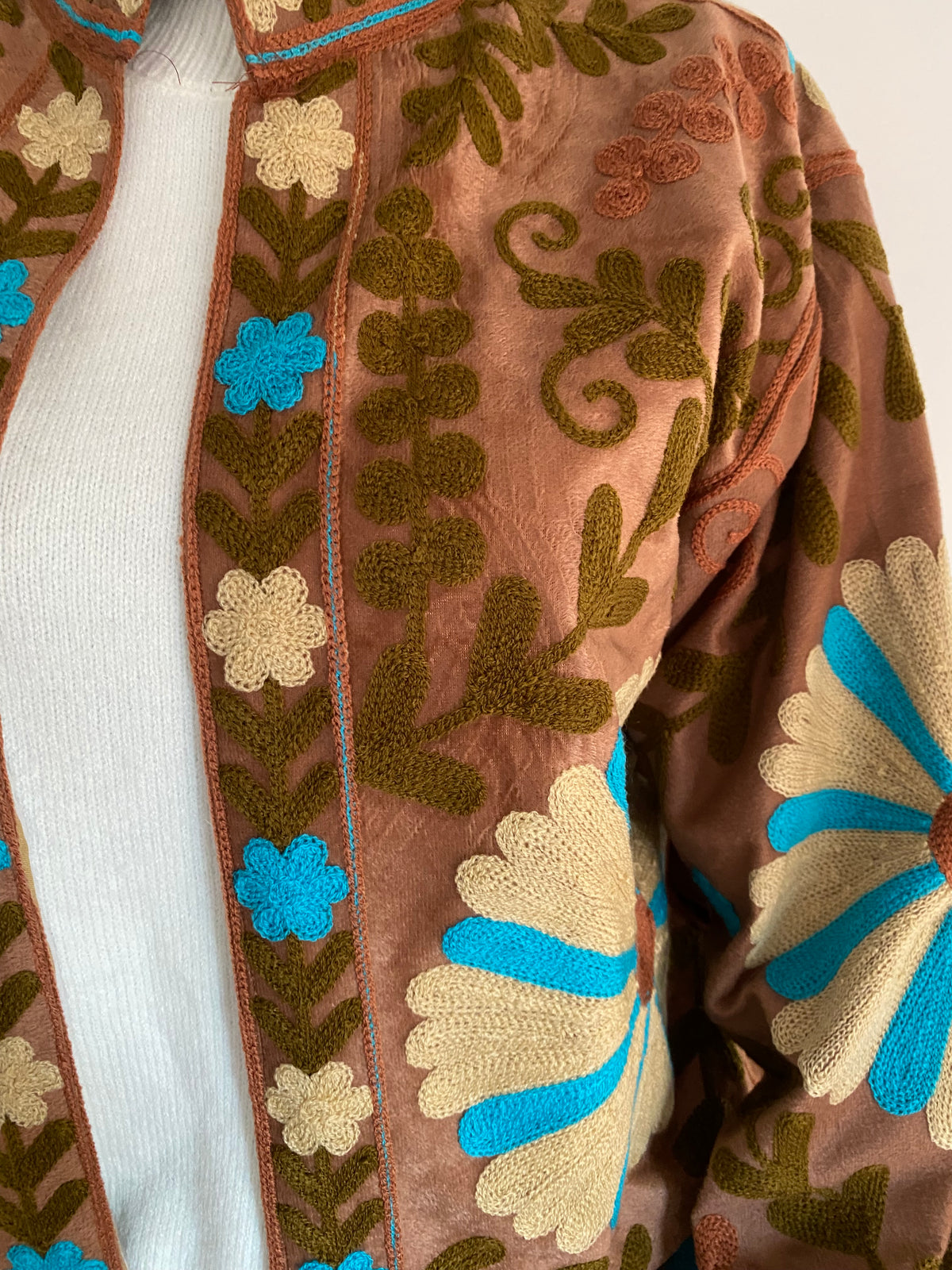 VESTE VELOURS BRODEE  CAMEL   TU 36/42