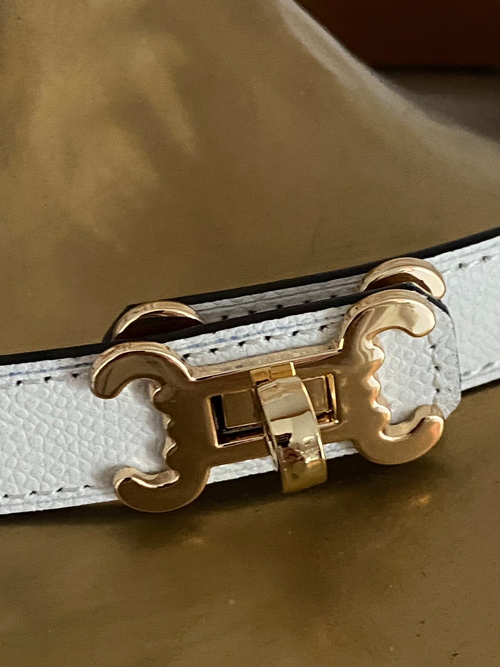 ceinture cuir vachette    C             BLANCHE