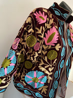 VESTE VELOURS BRODEE  BORDEAUX   TU 36/42